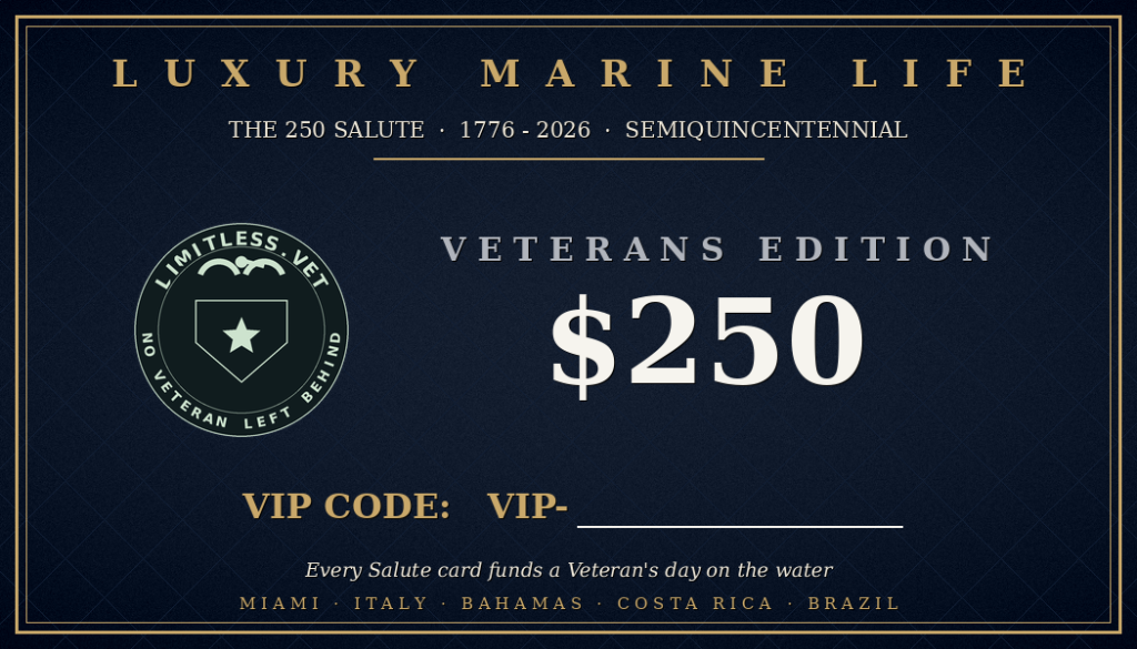 $250 Yacht Charter Card Front